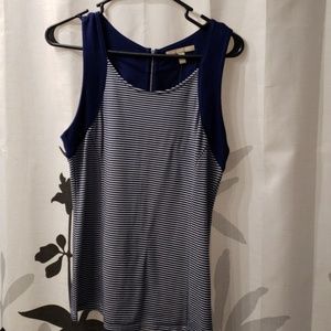 Blue striped zip up back tank